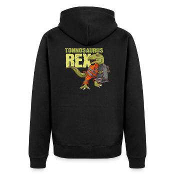 Tonnosaurus Rex Funny garbage man garbage collection - Unisex Premium Organic Zip Hoodie - black - Back - Nico (187cm)