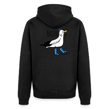 Lustige Möwe mit Gummistiefeln (b) - Unisex Premium Bio Zip Hoodie - Schwarz - Hinten - Nico (187cm)