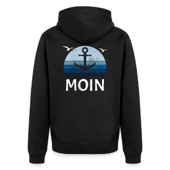 Moin Nord de l'Allemagne Rétro Vintage Bas Allemand - Veste à capuche bio Premium Unisexe - noir - Dos - Nico (187cm)