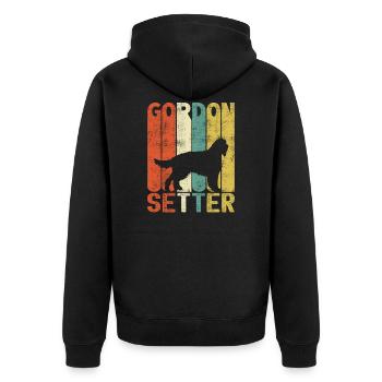 Retro Gordon Setter Scottish Hound gifts - Unisex Premium Organic Zip Hoodie - black - Back - Nico (187cm)