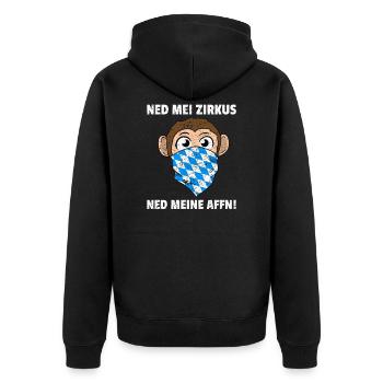 Ned Mei Zirkus Ned Meine Affn Bayrisch Vintage - Unisex Premium Bio Zip Hoodie - Schwarz - Hinten - Nico (187cm)
