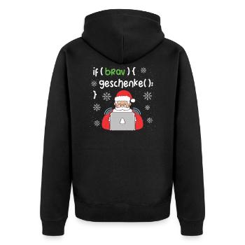 Lustiges Programmierer Weihnachten Coding Geschenk - Unisex Premium Bio Zip Hoodie - Schwarz - Hinten - Nico (187cm)