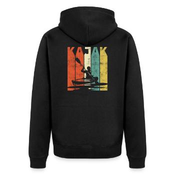 Retro kayak canoe kayaking gift - Unisex Premium Organic Zip Hoodie - black - Back - Nico (187cm)