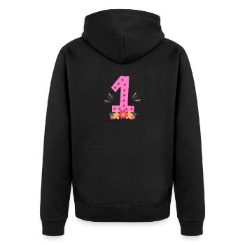One year old | 1st birthday | First birthday - Unisex Premium Organic Zip Hoodie - black - Back - Nico (187cm)