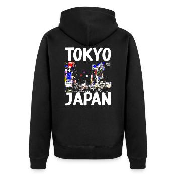 Tokyo, Japon - Veste à capuche bio Premium Unisexe - noir - Dos - Nico (187cm)