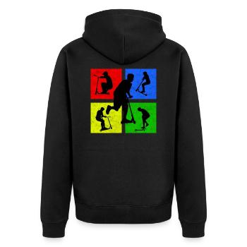 stuntscooter kickscooter Roller Tretroller - Unisex Premium Bio Zip Hoodie - Schwarz - Hinten - Nico (187cm)