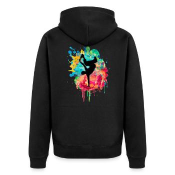 Breakdance Bboy Bgirl HipHop - Unisex Premium Bio Zip Hoodie - Schwarz - Hinten - Nico (187cm)