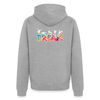 Breakdance Bboy Bgirl HipHop - Unisex Premium Bio Zip Hoodie - Grau meliert - Hinten - Nico (187cm)