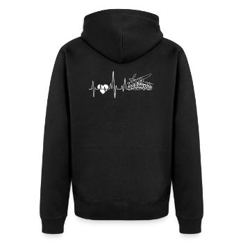Knitting Knitting Heartbeat - Unisex Premium Organic Zip Hoodie - black - Back - Nico (187cm)