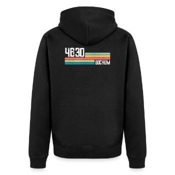 Retro Bochum residents city of Bochum zip code gift - Unisex Premium Organic Zip Hoodie - black - Back - Nico (187cm)