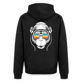 Music monkey - Unisex Premium Organic Zip Hoodie - black - Back - Nico (187cm)
