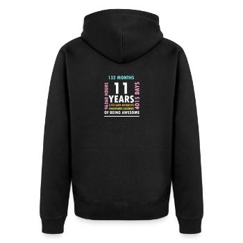 11e anniversaire | 11 ans Félicitations - Veste à capuche bio Premium Unisexe - noir - Dos - Nico (187cm)