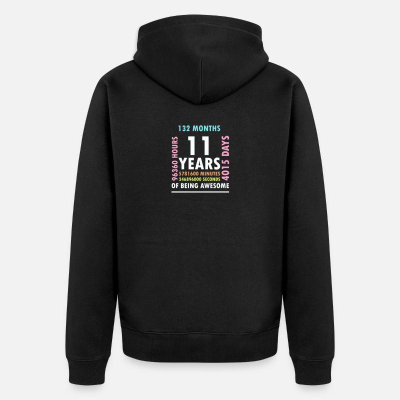 11e anniversaire | 11 ans Félicitations - Veste à capuche bio Premium Unisexe - noir