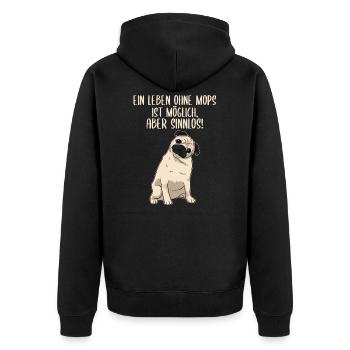 A life without a pug is possible but pointless dogs - Unisex Premium Organic Zip Hoodie - black - Back - Nico (187cm)