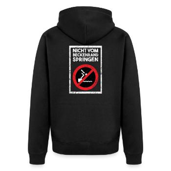 Nicht vom Beckenrand springen Bademeister - Unisex Premium Bio Zip Hoodie - Schwarz - Hinten - Nico (187cm)