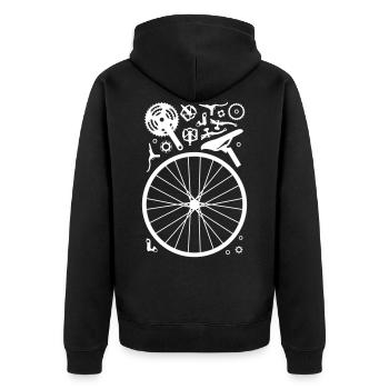 bike parts - Unisex Premium Bio Zip Hoodie - Schwarz - Hinten - Nico (187cm)