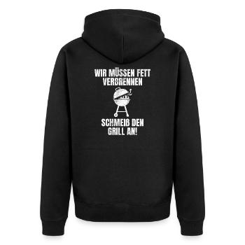 We need to burn fat. Put the grill on - Unisex Premium Organic Zip Hoodie - black - Back - Nico (187cm)
