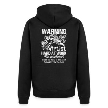 Tatoueur tatoueur avertissement - Veste à capuche bio Premium Unisexe - noir - Dos - Nico (187cm)