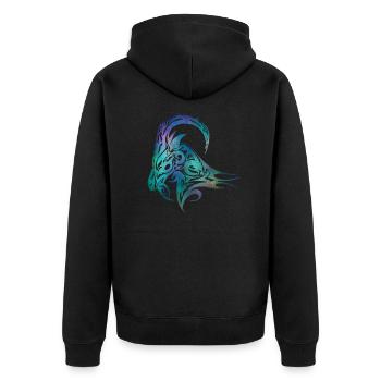 Bélier signe du zodiaque avec cornes - Veste à capuche bio Premium Unisexe - noir - Dos - Nico (187cm)