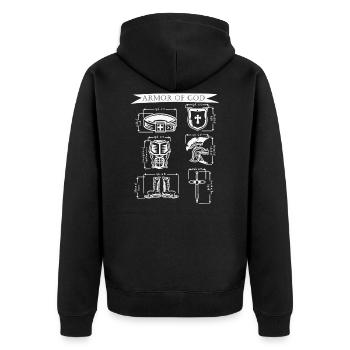 Spiritual armor Christian faith Bible - Unisex Premium Organic Zip Hoodie - black - Back - Nico (187cm)
