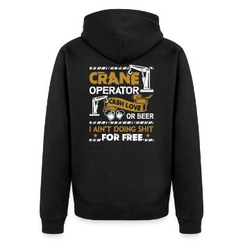 Crane Operator Crane Operator Cash Love - Unisex Premium Organic Zip Hoodie - black - Back - Nico (187cm)