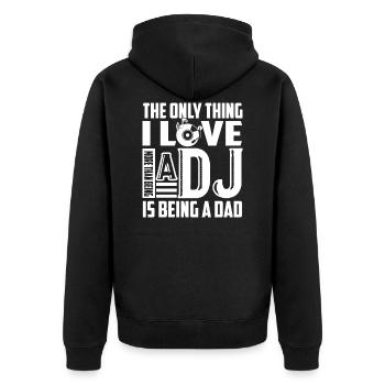 DJ DJ Dad - Unisex Premium Bio Zip Hoodie - Schwarz - Hinten - Nico (187cm)