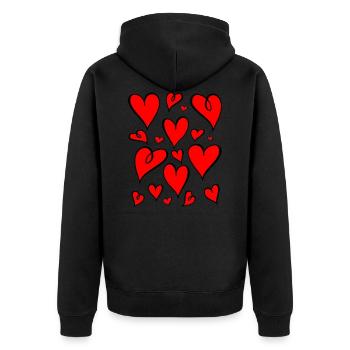 Coeurs Coeurs rouges - Veste à capuche bio Premium Unisexe - noir - Dos - Nico (187cm)