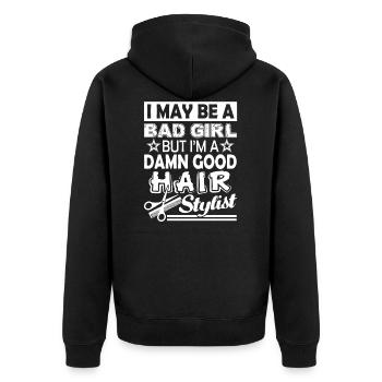 Hair Stylist Good Hair Stylist - Unisex Premium Organic Zip Hoodie - black - Back - Nico (187cm)