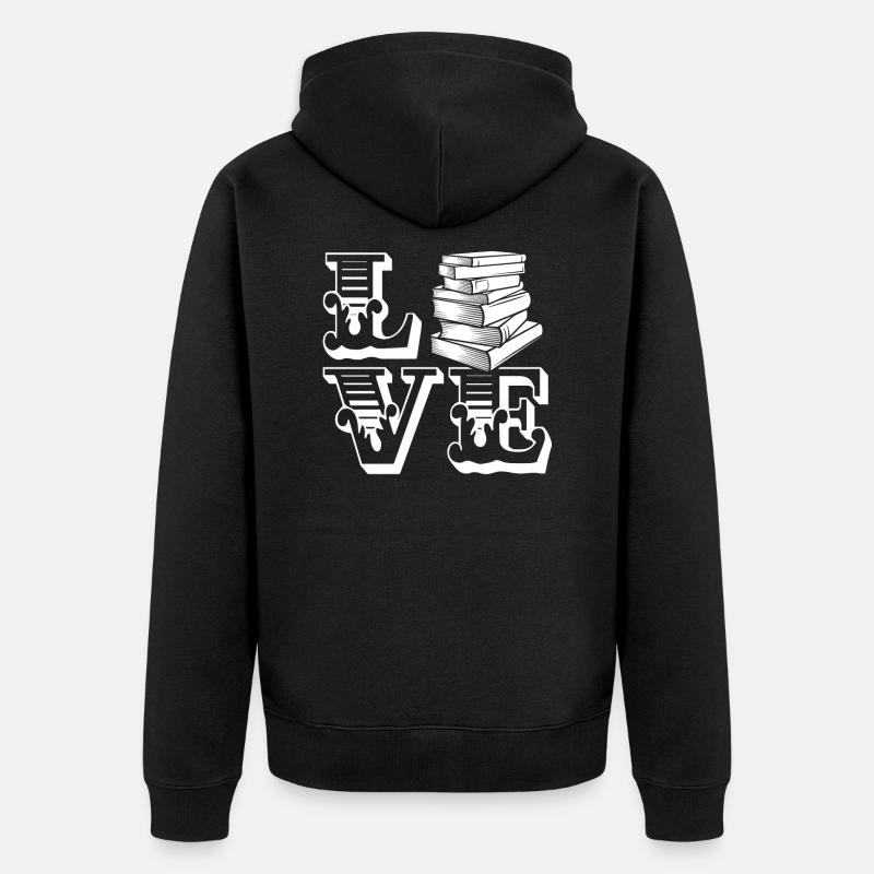 Buch Liebesbuch - Unisex Premium Bio Zip Hoodie - Schwarz
