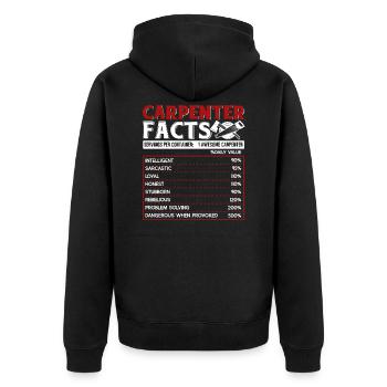 Carpenter Carpenter Facts - Unisex Premium Organic Zip Hoodie - black - Back - Nico (187cm)