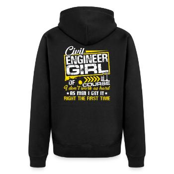 Civil Engineer Civil Engineer Girl - Unisex Premium Organic Zip Hoodie - black - Back - Nico (187cm)