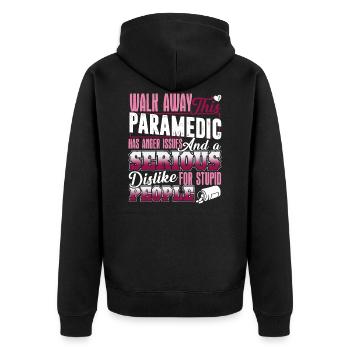 Paramedic Has Anger Issues - Unisex Premium Organic Zip Hoodie - black - Back - Nico (187cm)
