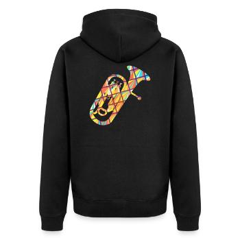 Baritone Geometric Shirt - Unisex Premium Organic Zip Hoodie - black - Back - Nico (187cm)