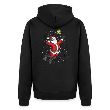 Volleyball Weihnachtsmann Lustige Weihnachten - Unisex Premium Bio Zip Hoodie - Schwarz - Hinten - Nico (187cm)