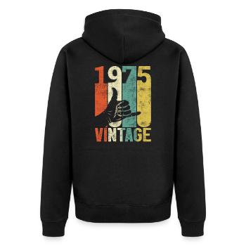 Retro 1975 Birthday Shaka Vintage 70's Gift - Unisex Premium Organic Zip Hoodie - black - Back - Nico (187cm)