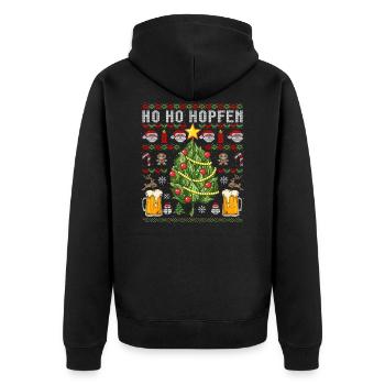 Witziges Ho Ho Hopfen Bier Weihnachtsbaum Geschenk - Unisex Premium Bio Zip Hoodie - Schwarz - Hinten - Nico (187cm)