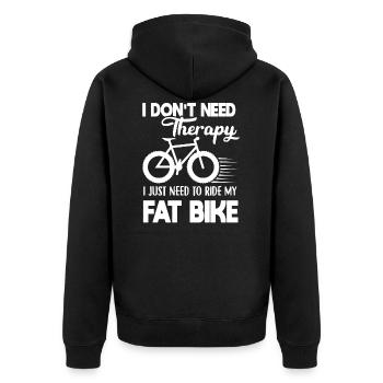 Ich muss nur mein fettes Fahrrad fahren - Unisex Premium Bio Zip Hoodie - Schwarz - Hinten - Nico (187cm)
