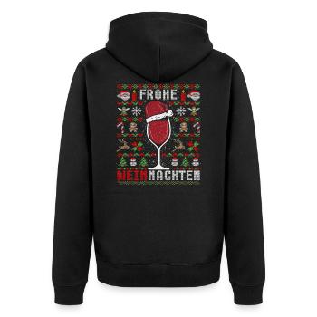 Ugly Christmas Wein Geschenk Weintrinker Rotwein - Unisex Premium Bio Zip Hoodie - Schwarz - Hinten - Nico (187cm)