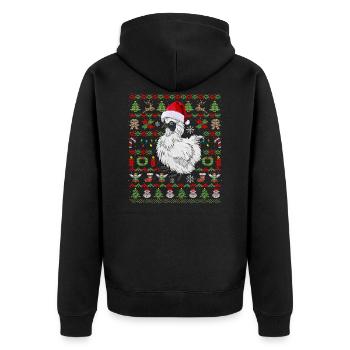 Cadeau de poulet Silkie laid de Noël - Veste à capuche bio Premium Unisexe - noir - Dos - Nico (187cm)
