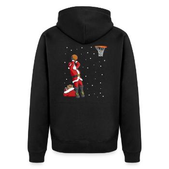 Funny Santa Claus Basketball Christmas - Unisex Premium Organic Zip Hoodie - black - Back - Nico (187cm)