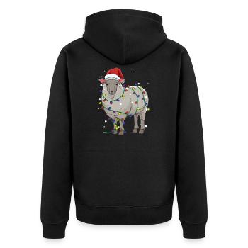 Lustiges Schaf Weihnachten Nikolaus Geschenk - Unisex Premium Bio Zip Hoodie - Schwarz - Hinten - Nico (187cm)