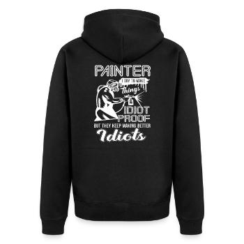 Maler Lustiger Maler - Unisex Premium Bio Zip Hoodie - Schwarz - Hinten - Nico (187cm)