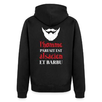 L'homme parfait est Alsacien et barbu alsace drôle - Veste à capuche bio Premium Unisexe - noir - Dos - Nico (187cm)