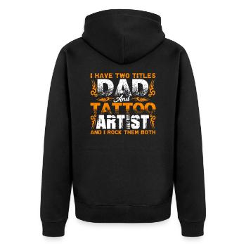 Tatoueur papa et tatoueur - Veste à capuche bio Premium Unisexe - noir - Dos - Nico (187cm)