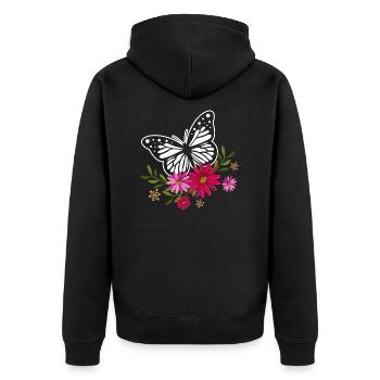 Papillon avec des fleurs - Veste à capuche bio Premium Unisexe - noir - Dos - Nico (187cm)