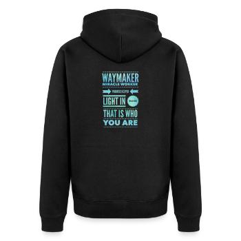 Waymaker & Christian Clothing - Unisex Premium Organic Zip Hoodie - black - Back - Nico (187cm)