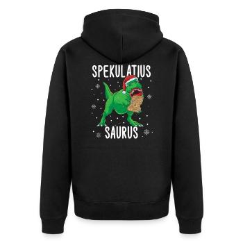 Spekulatius Saurus Weihnachten Dino Tyrannosaurus - Unisex Premium Bio Zip Hoodie - Schwarz - Hinten - Nico (187cm)