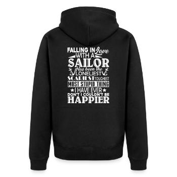 Sailor Fall In Love With Sailor - Unisex Premium Organic Zip Hoodie - black - Back - Nico (187cm)