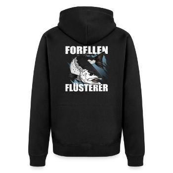 Forellen Angeln - Unisex Premium Bio Zip Hoodie - Schwarz - Hinten - Nico (187cm)