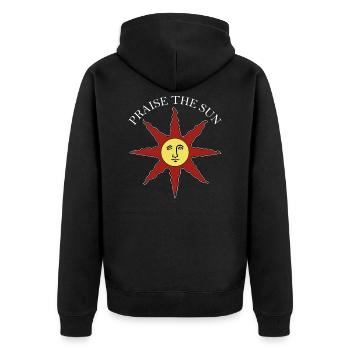 Praise the Sun - Git Gud Bonfire Gaming - Unisex Premium Organic Zip Hoodie - black - Back - Nico (187cm)